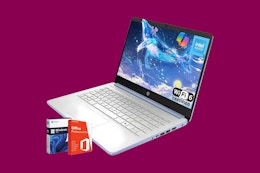 HP 14" Laptop With Lifetime Microsoft Office, Now $359.99 on Amazon card image