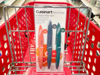 A Cuisinart 6 piece prep set sitting in a store cart.