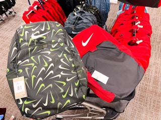 nike backpacks on hangers in store at kohl's