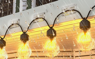 string lights on hooks outside 