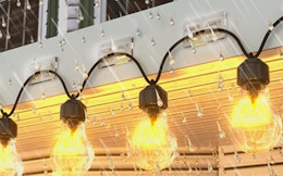 string lights on hooks outside