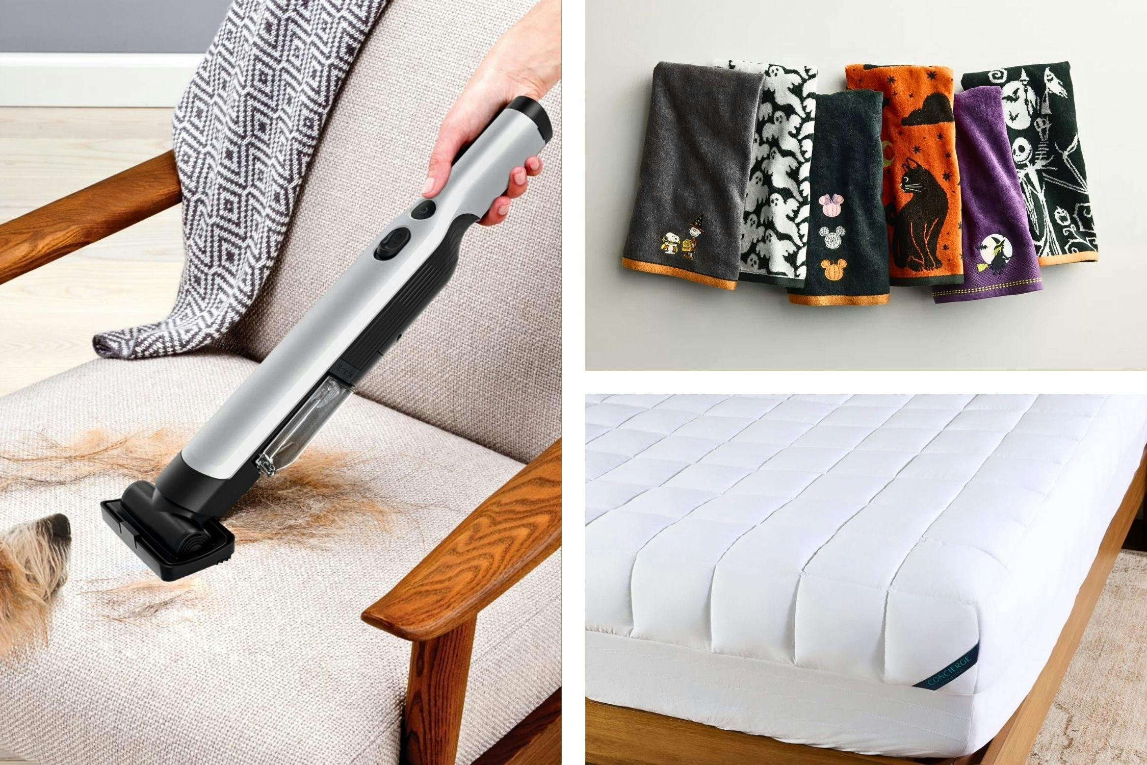 Shark handheld vacuum, Halloween-theme hand towels & mattress topper
