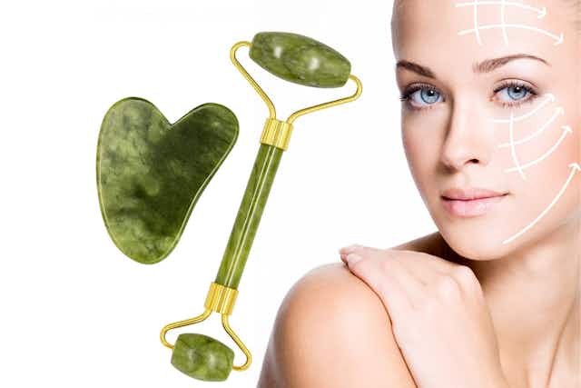 Jade Roller and Gua Sha Tool, Only $3 on Amazon card image