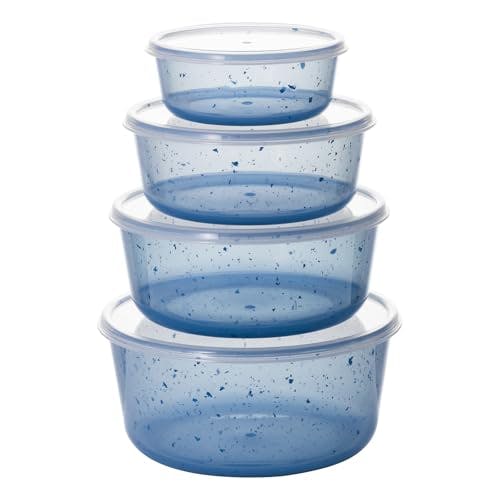 Stackable Plastic Bowls with Lids Set