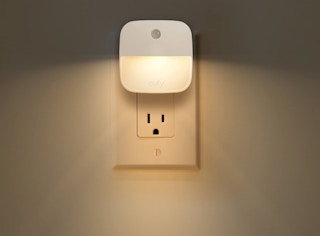 An Eufy nightlight plugged in to an outlet.