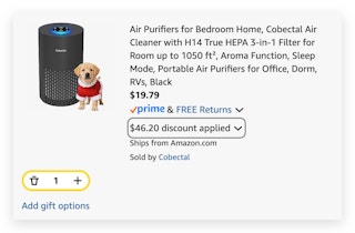 air purifier with coupons in cart