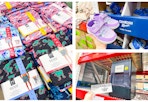 swim trunks shoes ice maker collage