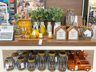 farmhouse decor display in store