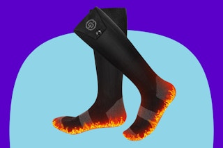 Youtelit Heated Socks on a purple background.