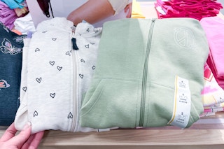 cat & jack kids' fleece hoodies on a shelf at target