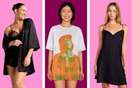 Women's Sleepwear: Robe, Oversized Tee & Cami Dress