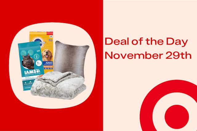Target Deal: 30% Off Threshold Faux Fur Bedding and 30% Off Cat and Dog Food card image
