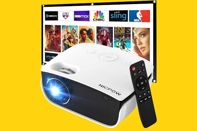 Save 50% on an Outdoor Projector — Pay Just $50 on Amazon card image