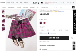Shein website corset waist tartan skater skirt