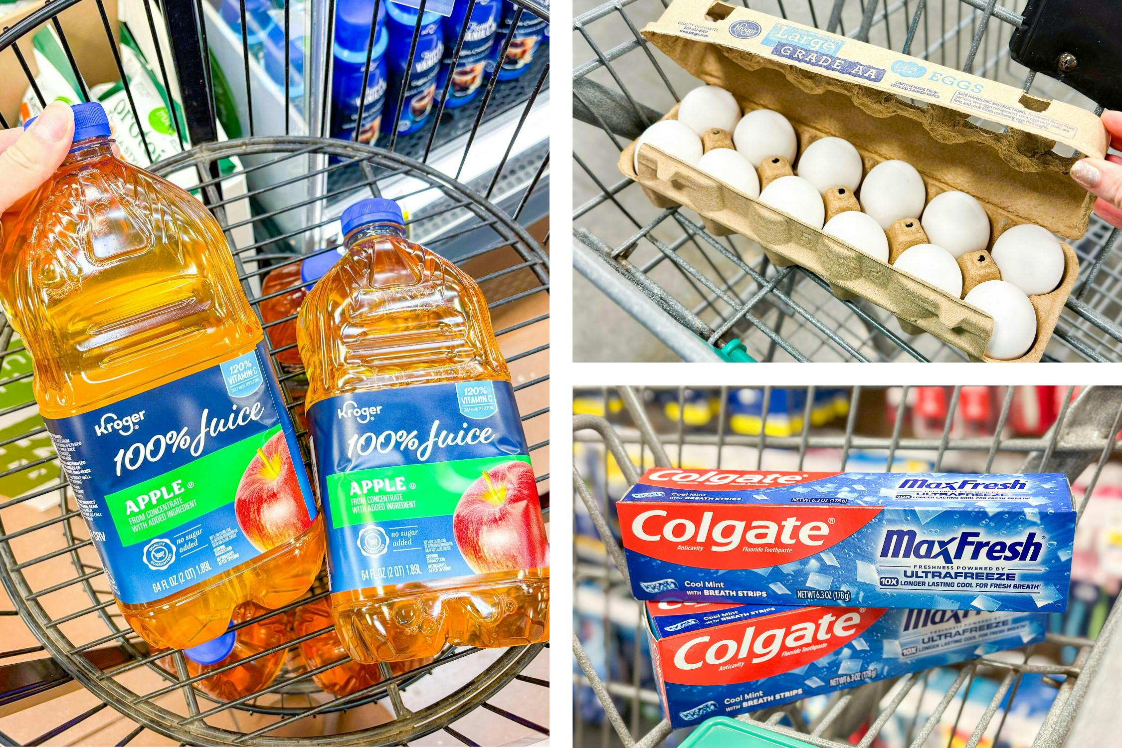 juice eggs toothpaste collage