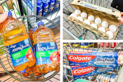 juice eggs toothpaste collage