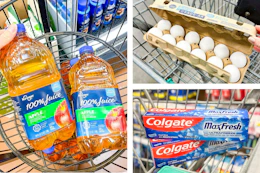 juice eggs toothpaste collage