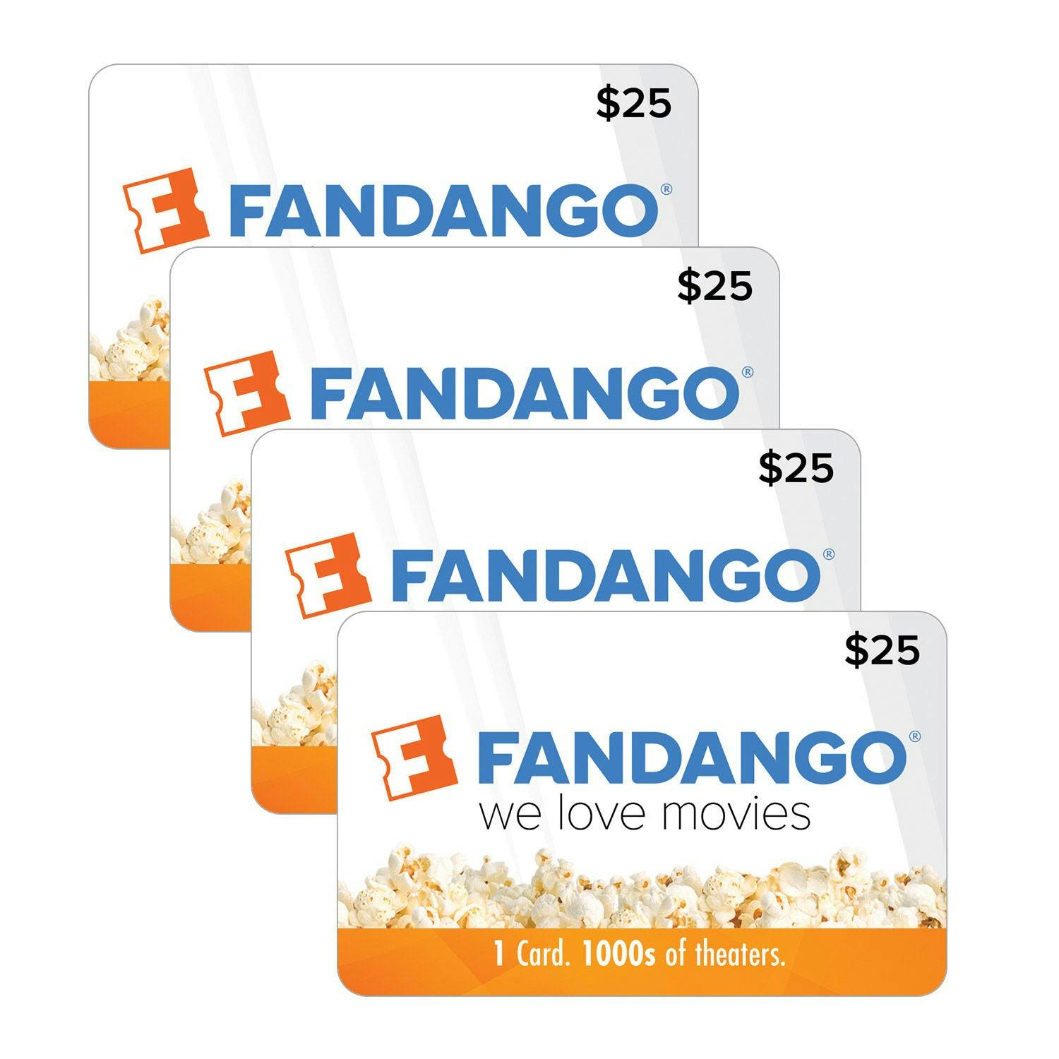 Fandango $25 eGift Cards 4-Pack