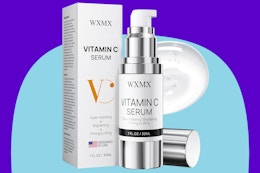  Super Vitamin C Face Serum on a blue background.