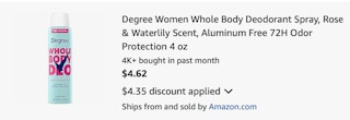 degree deodorant Amazon receipt