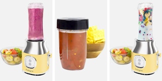 A collage of a blender