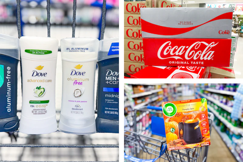 dove, coke, and air wick side by side coupon essentials 10/18/26