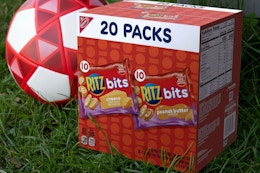 ritz bitz crackers box next to soccer ball