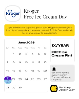 Kroger Ice Cream Day coupon date in June