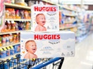 huggies snug & dry diapers on an albertson's cart