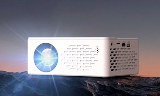 a white bluetooth projector