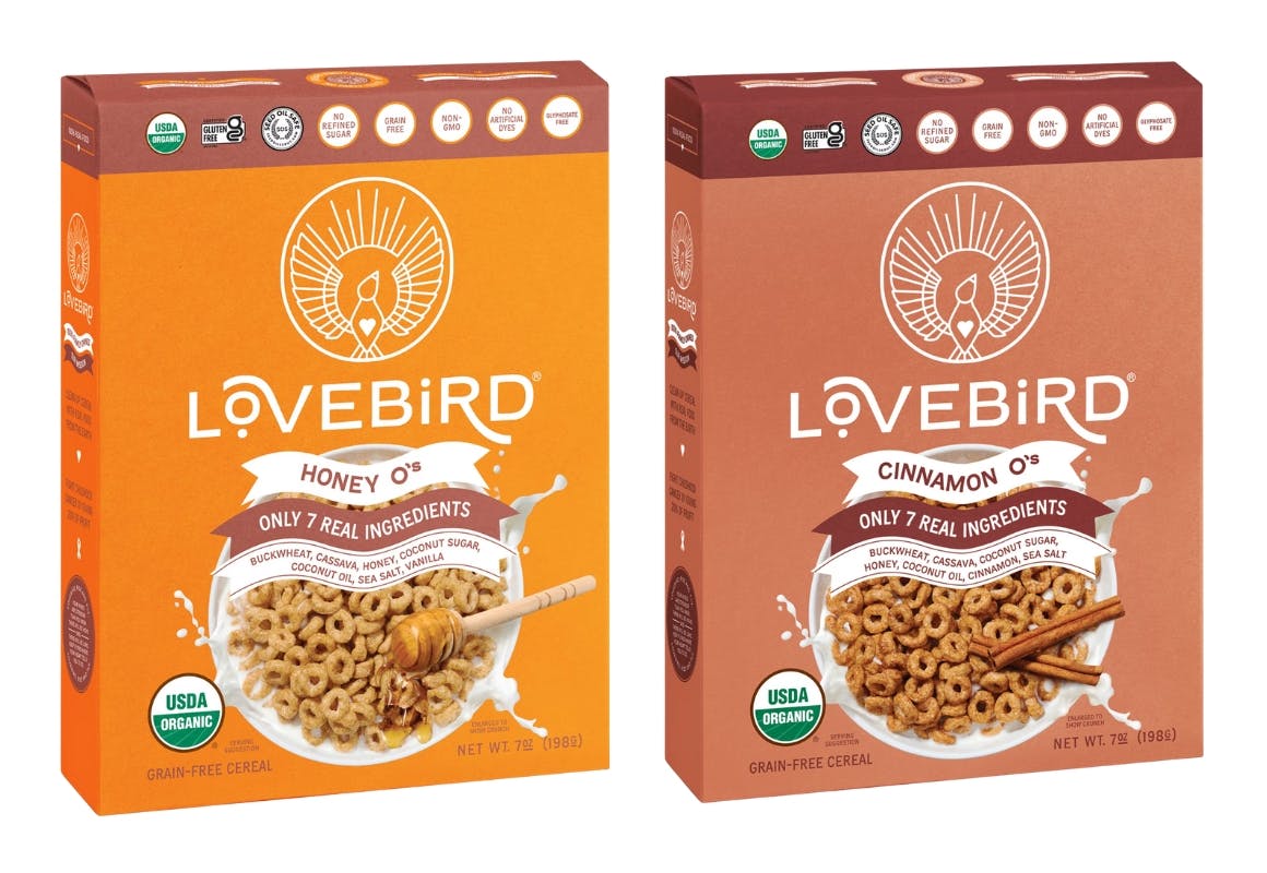 2 Boxes of Lovebird Cereal Boxes