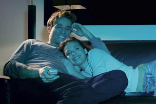 a couple watching tv