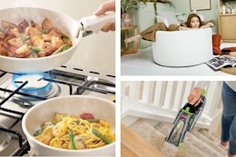 Astercook cookware set, Drew Barrymore's line of coffee tables, Bissell pet eraser
