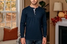 Lifestyle image of a man wearing the Hanes Hanley top (AI image created by ChatGPT)