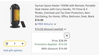 heater Amazon receipt