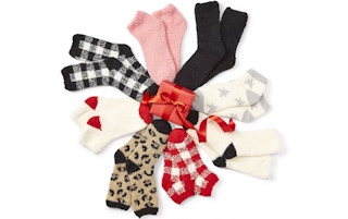 cozy socks in different prints in a circle