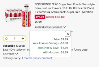 Bodyarmor Amazon receipt