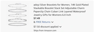 bracelets Amazon receipt