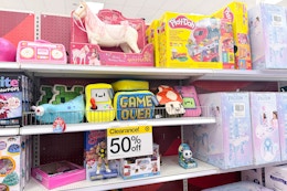 Target Toy Clearance area with 50% off sign