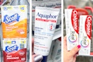 collage with scott, aquaphor, colgate