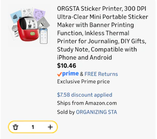 sticker printer Amazon receipt