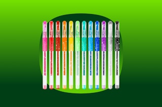 A set of 12 scented glitter gel pens