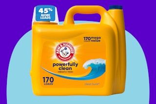 ARM & HAMMER Liquid Laundry Detergent, Clean Burst Fresh, 170 fl oz on a blue background.