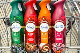 febreze air mist seasonal scents in a shopping cart