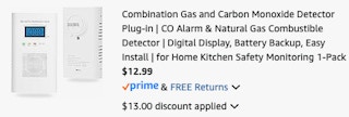 Carbon Monoxide Detector Amazon receipt