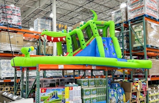 happy hop crocodile cave waterslide display at costco
