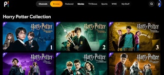 peacock tv harry potter collection page screenshot