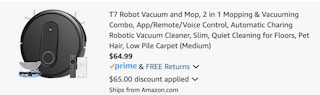 Vacuum robot mop Amazon receipt