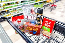 meijer groceries in a shopping cart