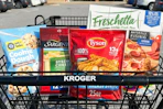 kroger shopping cart with groceries